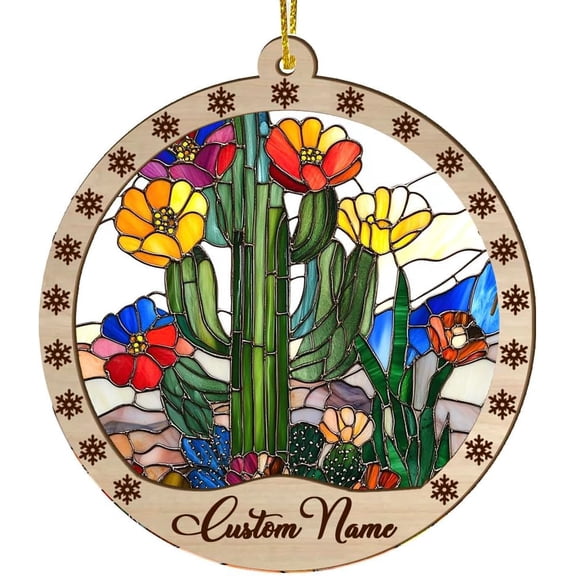 Customized Tree Suncatcher Desert Cactus, Desert Cactus Ornament, Desert Cactus Decorations, Desert Cactus 692PpQ (Desert Cactus 14)