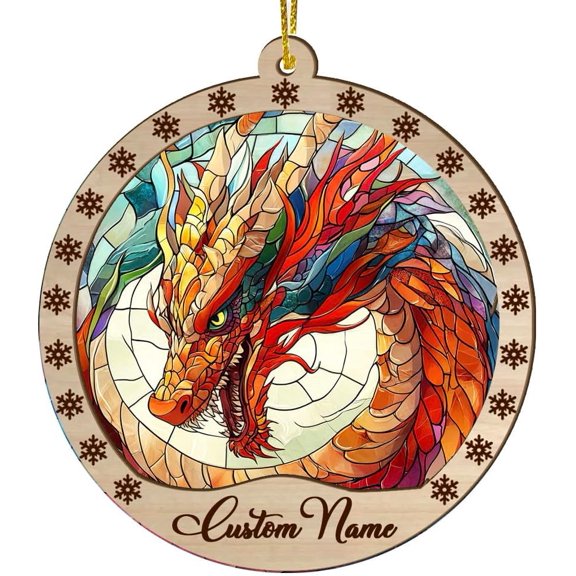 Customized Tree Suncatcher Rainbow Dragon, Rainbow Dragon Ornament, Rainbow Dragon Decorations, Rainbow Dragon SJYTml (Rainbow Dragon 4)