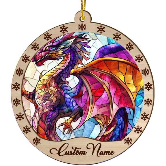 Customized Tree Suncatcher Rainbow Dragon, Rainbow Dragon Ornament, Rainbow Dragon Hanging Decor, Rainbow Dragon for Trees Aerra9 (Rainbow Dragon 9)