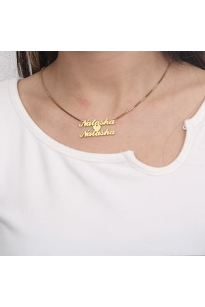 Customized Two Layers Fashion Stainless Steel Name Necklace Personalized Letter Multiple Heart Pendant Nameplate Gift
