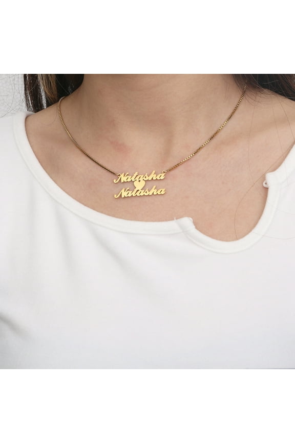 Customized Two Layers Fashion Stainless Steel Name Necklace Personalized Letter Multiple Heart Pendant Nameplate Gift