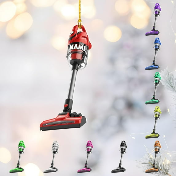 Customized Vacuum Cleaner Christmas Ornament, Cleaning Tools Ornament for Christmas Tree, Gift for Housewife Housekeeper, Holiday Xmas Tree Hanging Decor for Mom Woman Wife (Acrylic, Style 4) - 3532
