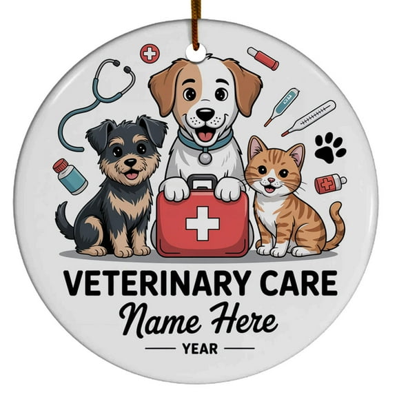 Customized Veterinarian Christmas Ornaments 2025, Vet Tech Christmas Ornament Gift, Year/Text & Name Vet Tech Christmas Ornaments