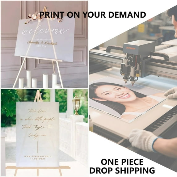 Customized Wedding Party Welcome Sign Frosted Backing Text UV Print Round Dia36"