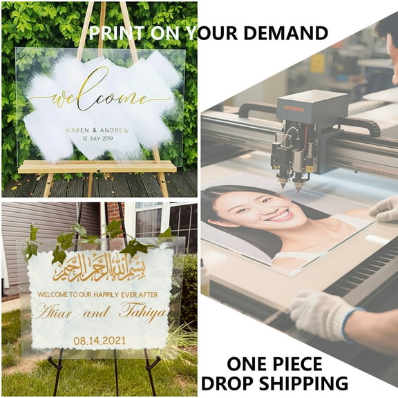 Customized Wedding Party Welcome Sign Glossy Paint Backing Text UV Print 16"*24"