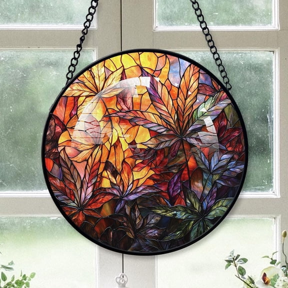 Customized Weed Stained Glass Window Hangings, Weed Colorful Glass Panel Pretty Gifts, Weed Decoration for Home Garden Christmas 4PY52Z (Weed 6)