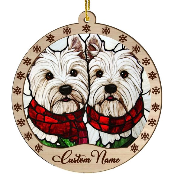 Customized White Terriers Dog Stained Glass Sun Catcher, White Terriers Dog Ornament, White Terriers Dog Christmas Keepsake, White Terriers Dog Christmas Hanging Decor. FLp20q (White Terriers Dog 3)