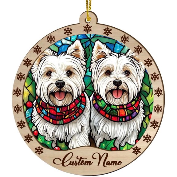 Customized White Terriers Dog Stained Glass Sun Catcher, White Terriers Dog Ornament, White Terriers Dog Christmas Keepsake, White Terriers Dog Christmas Hanging Decor. WXPdBe (White Terriers Dog 26)