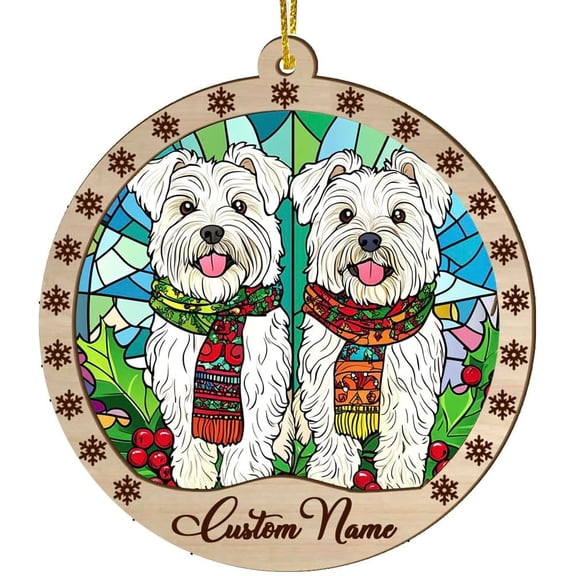 Customized White Terriers Dog Stained Glass Sun Catcher, White Terriers Dog Ornament, White Terriers Dog Christmas Keepsake, White Terriers Dog Christmas Hanging Decor. ex7E8V (White Terriers Dog 6)