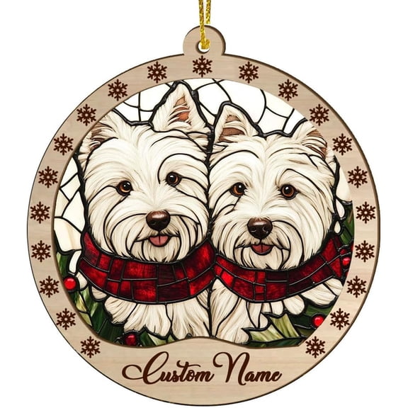 Customized White Terriers Dog Stained Glass Sun Catcher, White Terriers Dog Ornament, White Terriers Dog Christmas Keepsake, White Terriers Dog Christmas Hanging Decor. 19BAvl (White Terriers Dog 16)