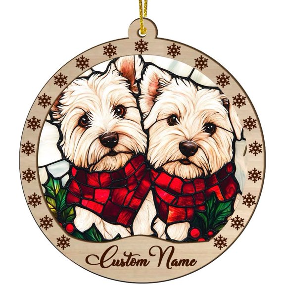 Customized White Terriers Dog Stained Glass Sun Catcher, White Terriers Dog Ornament, White Terriers Dog Christmas Keepsake, White Terriers Dog Christmas Hanging Decor. pn5TmH (White Terriers Dog 5)