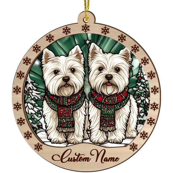 Customized White Terriers Dog Stained Glass Sun Catcher, White Terriers Dog Ornament, White Terriers Dog Christmas Keepsake, White Terriers Dog Christmas Hanging Decor. HjubId (White Terriers Dog 21)