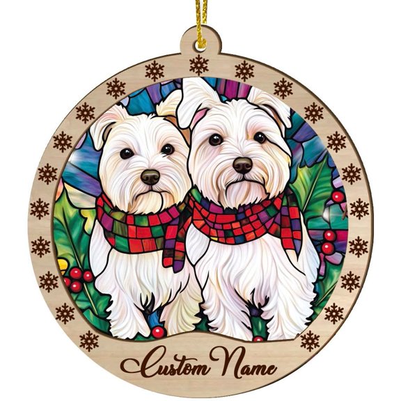 Customized White Terriers Dog Stained Glass Sun Catcher, White Terriers Dog Ornament, White Terriers Dog Christmas Keepsake, White Terriers Dog Christmas Hanging Decor. UwCMib (White Terriers Dog 14)