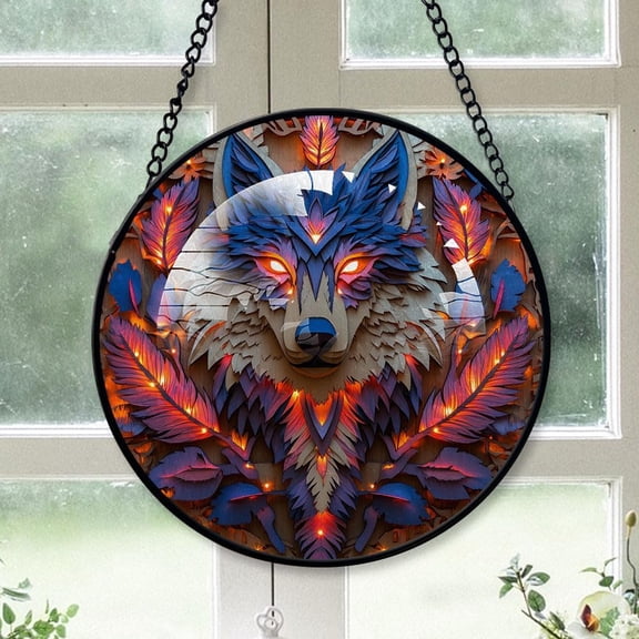 Customized Wolf Dreamcatcher Stained Glass, Wolf Dreamcatcher Suncatchers, Wolf Dreamcatcher Window Hangings, Stained Glass for Home Dcor t3FJZI (Wolf Dreamcatcher 6)