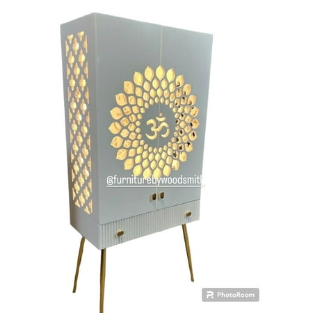 Customized Wooden Cabinet Desginer Mandir With LED / Mandir For Home & Office / Temple For Home / Pooja Ghar / Mandir With Designer Legs