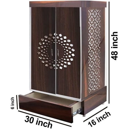 Customized Wooden Cabinet Desginer Mandir With LED / Mandir For Home & Office / Temple For Home / Pooja Ghar / Mandir With Lights /Storage