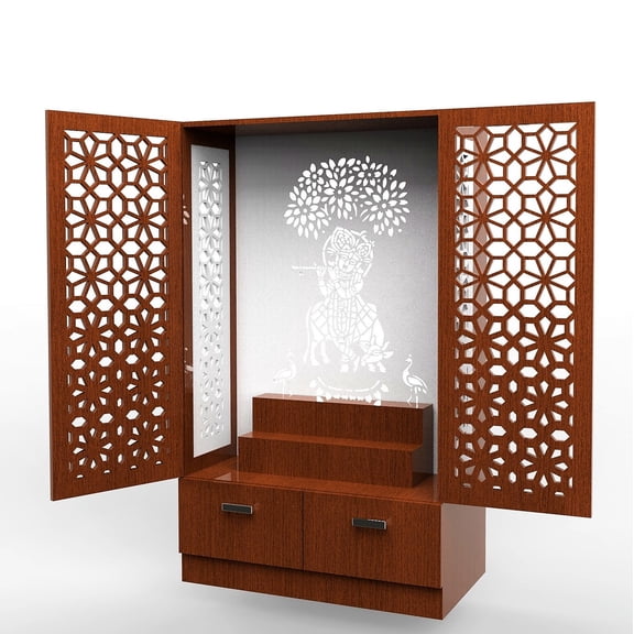 Customized Wooden Cabinet Desginer Mandir With LED / Mandir For Home & Office / Temple For Home / Pooja Ghar / Mandir With Lights /Storage