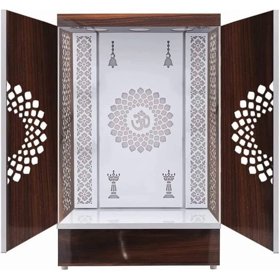 Customized Wooden Cabinet Desginer Mandir With LED / Mandir For Home & Office / Temple For Home / Pooja Ghar / Mandir With Lights /Storage
