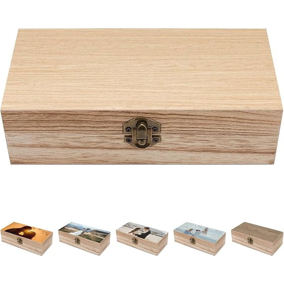 Customized Wooden Keepsake Box with Lid Personalized Picture and Text 7.9 x 3.9 x 2.3 Inches