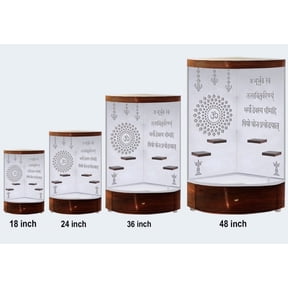 Customized Wooden Temple / Corner White LED Light Temple for Home and Office | Side Corner Wooden Mandir /Wall Hanging And Table Top /Mandap