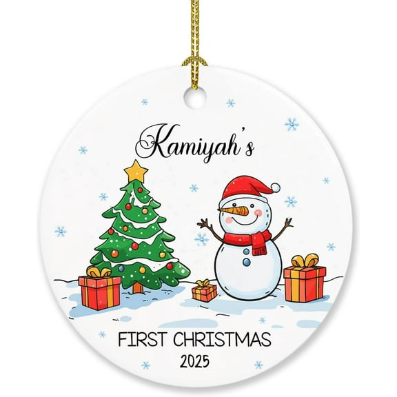 Customized Year/Name Baby Snowman Christmas Ornament Gift, Snowman Baby's First Christmas Ornament 2025, Personalized Baby 1st Xmas Ornament Gift for New Dad Mom, Baby Snowman Keepsake Xmas Ornament