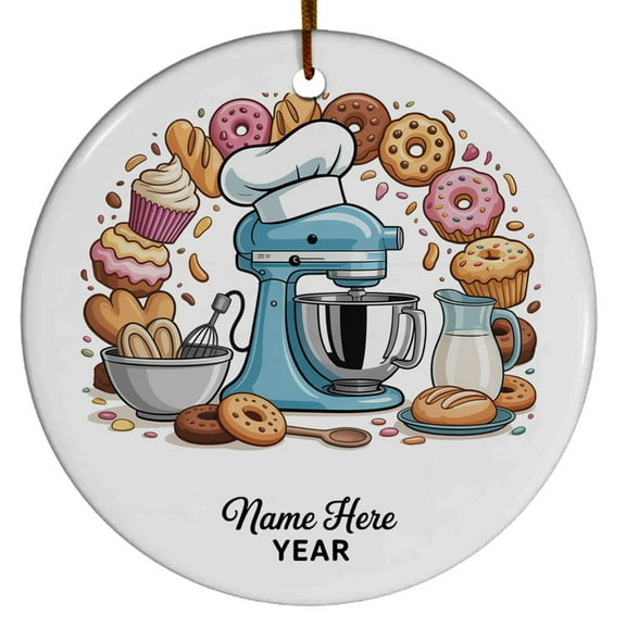 Customized Year/Text/Name Baker Baking Christmas Ornaments 2025, Baker Christmas Ornament Gift for Men Women Baking Lover, Pastry Chef Christmas Ornaments