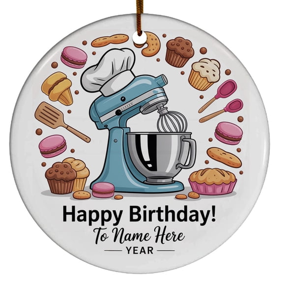 Customized Year/Text/Name Baker Baking Christmas Ornaments 2025, Baker Christmas Ornament Gift for Men Women Baking Lover, Pastry Chef Christmas Ornaments