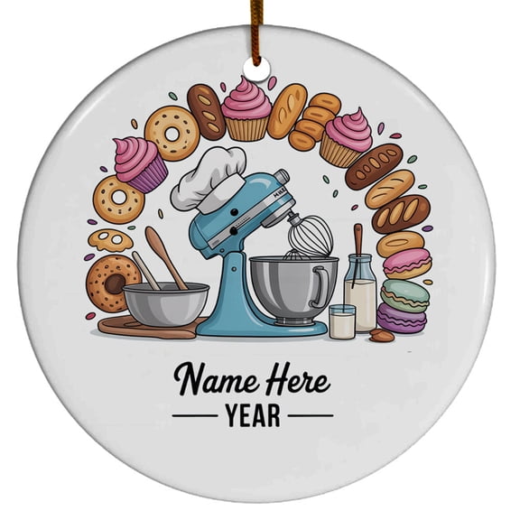 Customized Year/Text/Name Baker Baking Christmas Ornaments 2025, Baker Christmas Ornament Gift for Men Women Baking Lover, Pastry Chef Christmas Ornaments