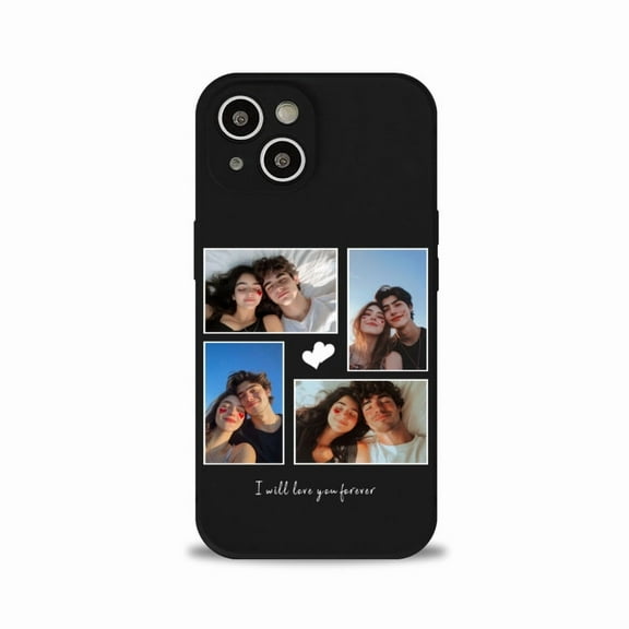 Customized anti-slip mobile phone case for Apple iPhone 15, lightweight, personalized, photo, black