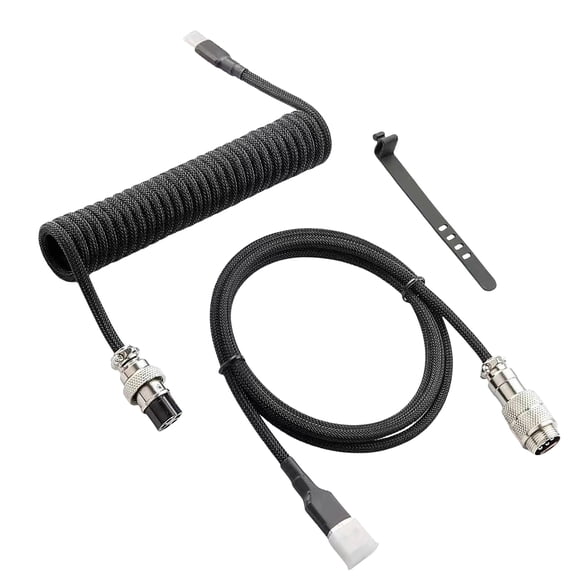 Customs Coiled USB Cable for Gaming Keyboards Double-Sleeved Mechanical Keyboard Cable with USB Aviation Connectors