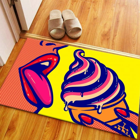 Customs Rugs, Modern Rug, Woman Licking Ice Cream Pop Art Rugs, Trendy Rug, Home Decor Rugs, Abstract Woman Rugs, Accent Rugs, POP ART Rug, 1.7'x2.3' - 50x70 cm