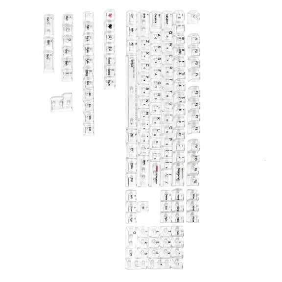Customs Russian Crystal Transparents Font Backlit Keycap , Original Height, Complete Set for Mechanical Keyboards Enthusiasts
