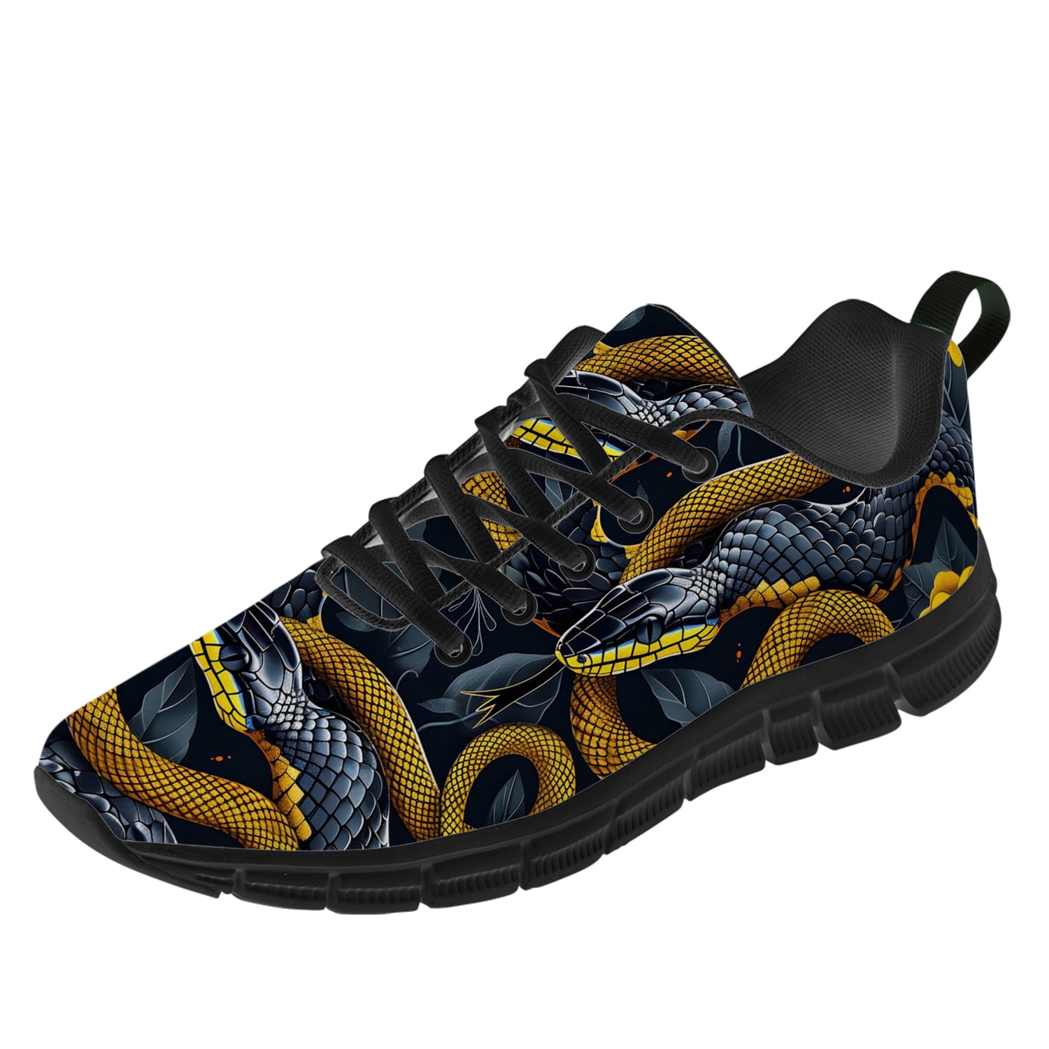 Customuart 3D Print Snake Shoes for Men Running Shoes Yellow Sneakers