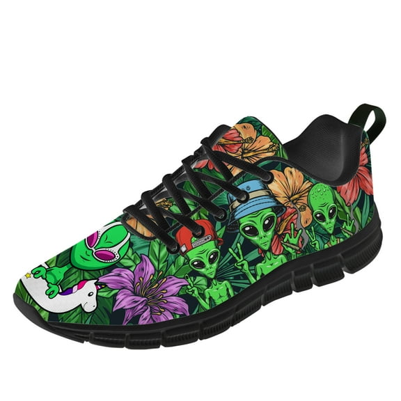 Customuart Alien Shoes Men Running Shoes Green Sneakers Size 6