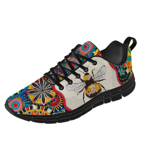 Customuart Bee Shoes Womens Running Shoes Mandala Sneakers Size 10