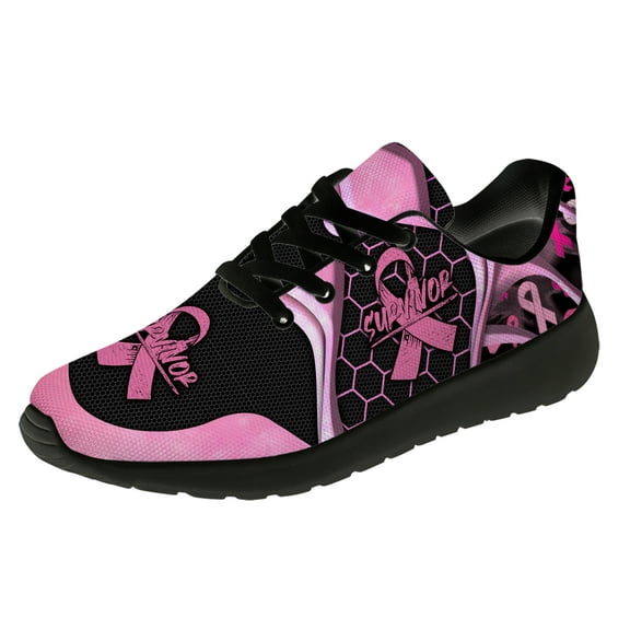Customuart Breast Cancer Shoes for Women Fashion Sneakers Pink Size 6