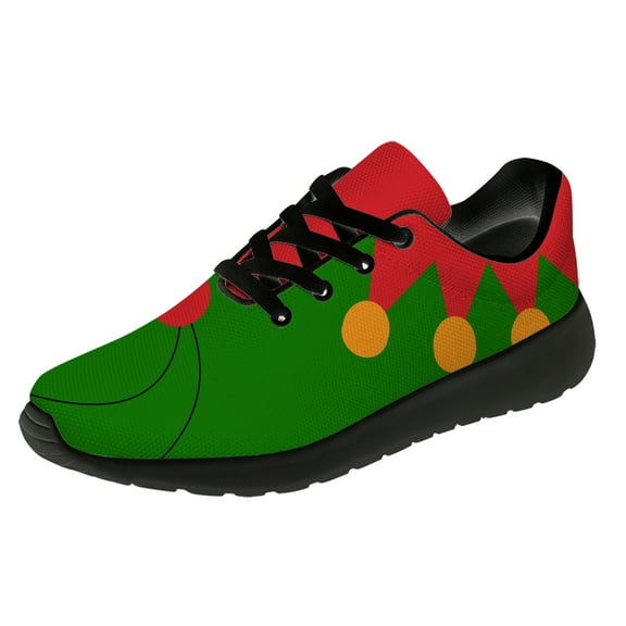 Customuart Christmas Shoes for Women Elf Print Fashion Sneakers Green Size 13
