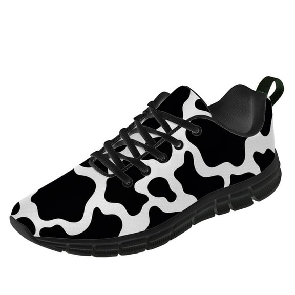 Customuart Cow Print Sneakers for Womens Running Shoes Black Size 8.5