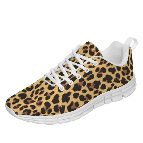 Customuart Leopard Print Sneakers for Women Running Shoes Brown Size 8