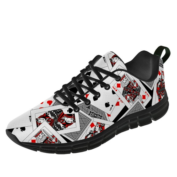 Customuart Playing Card Shoes Womens Running Shoes Gray Casual Sneakers Size 13
