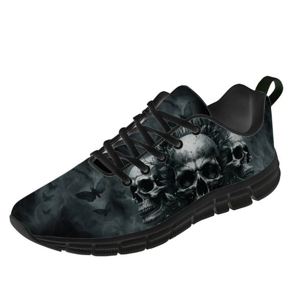 Customuart Skull Shoes for Men Running Shoes Black Sneakers Size 7