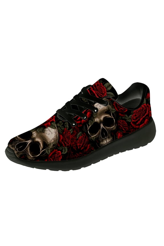 Skull Shoes for Women Rose Sneakers Red Size 14