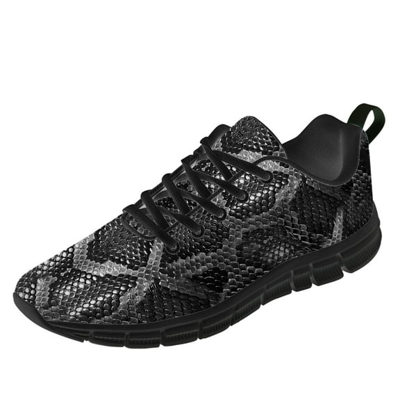 Customuart Snake Print Sneakers Mens Running Shoes Black Size 8