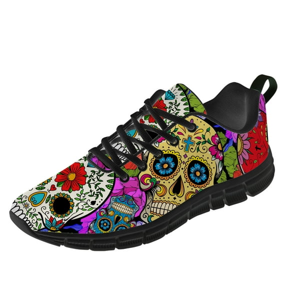 Customuart Sugar Skull Shoes Womens Running Shoes Casual Sneakers Size 9