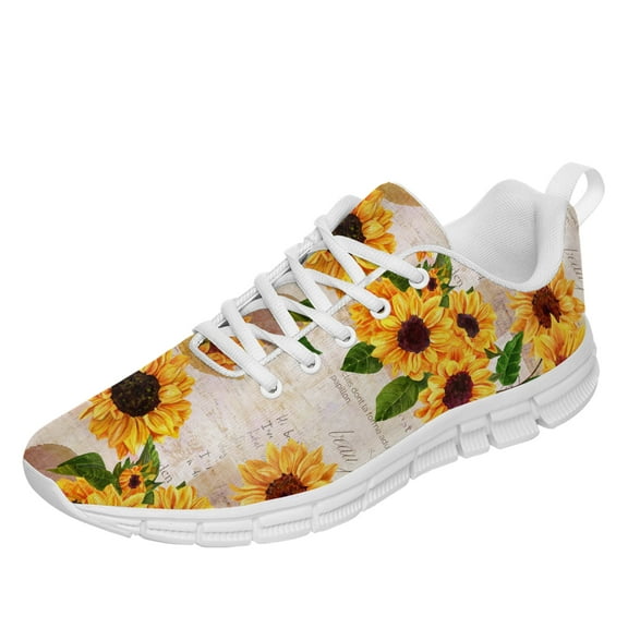 Customuart Sunflower Sneakers for Women Running Shoes Yellow Size 7