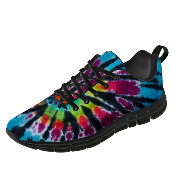 Customuart Tie Dye Shoes Womens Running Shoes Casual Black Sneakers Size 9.5