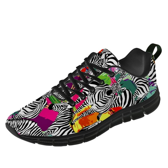 Customuart Zebra Print Sneakers for Women Running Shoes Multicolor Size 9