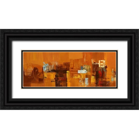 Cusumano, Francesco 24x12 Black Ornate Wood Framed with Double Matting Museum Art Print Titled - Mondo Astratto