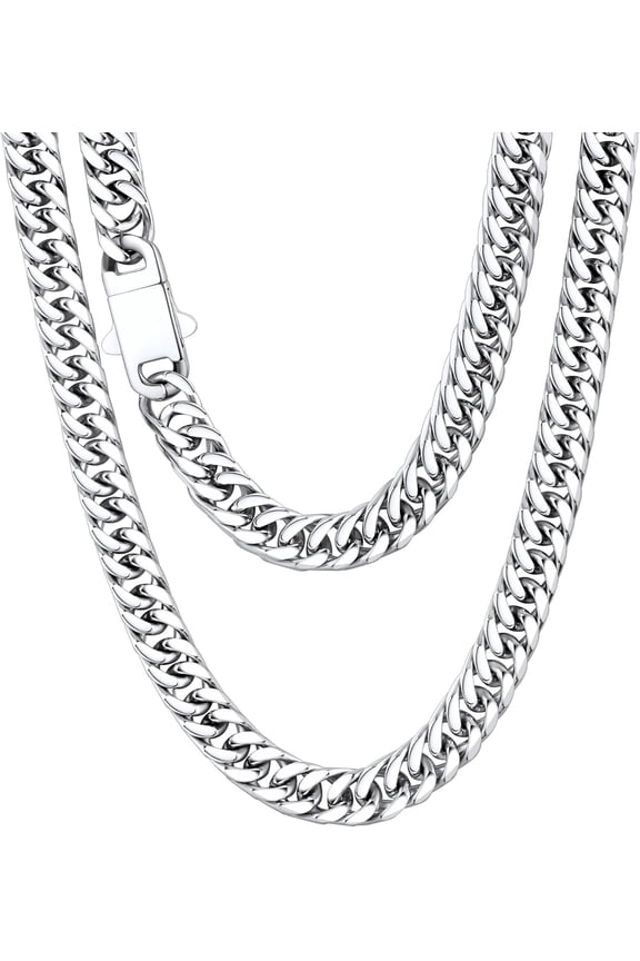 -Cut 316L Surgical Stainless Steel Mens Cuban Link Chain, 6/7/8MM Sweatproof & Non Tarnish -Ready Luxury Mens Necklace with   Box