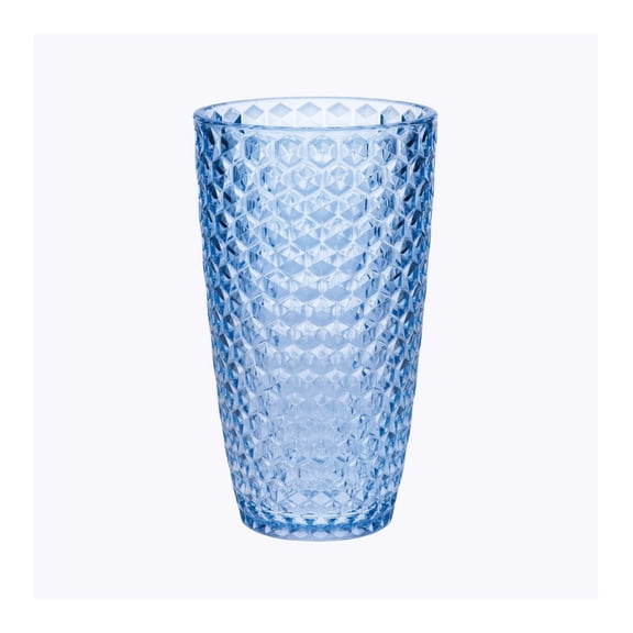 Cut Acrylic Glasses Drinking Set of 4 (19oz), Plastic Drinking Glasses, BPA Free Cocktail Glasses, Drinkware Set, Drinking Water Glasses Blue + Acrylic